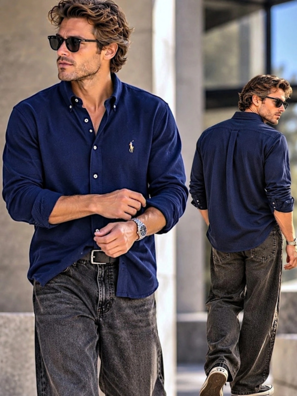 NWT Ralph Lauren Preppy Knit Oxford Shirt Navy Sz XL Cotton Old Money Academia